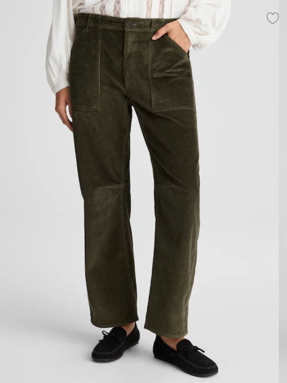 MADEWELL Olive Corduroy Darted Barrell-Leg Pants NWT